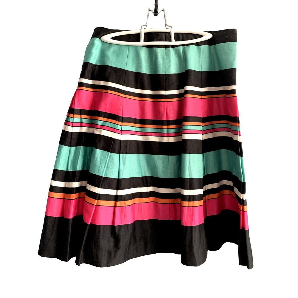 VTG Harvey's 90s Pleated Skirt Sz 8 Colorful Striped Cotton Print Lined Zip Up